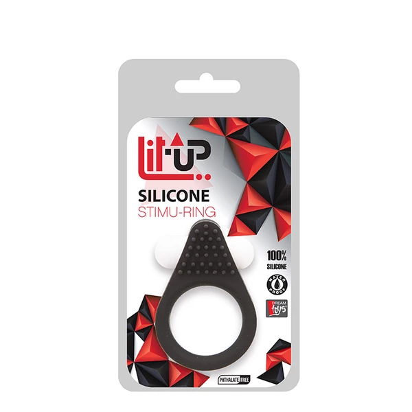 Lit Up Silicone Stimu Ring 1 Black - Wibrujący pierścień erekcyjny Czarny