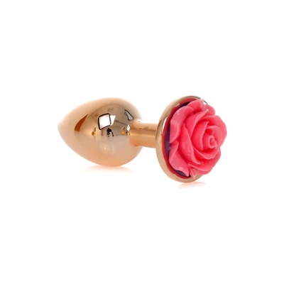 Boss Series Jewellery Red Gold Plug Rose Pink - Korek analny z ozdobnym kwiatem Różowy