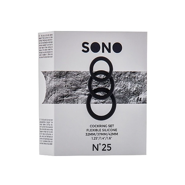 Sono No.25 Cockring Set Black - Zestaw elastycznych pierścieni erekcyjnych