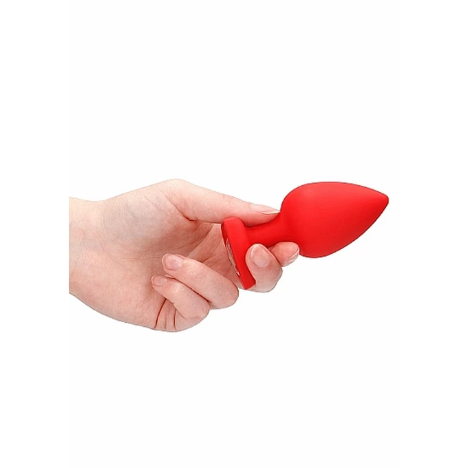 Ouch! Diamond Heart Butt Plug Extra Large Red - Korek analny z diamentem Czerwony