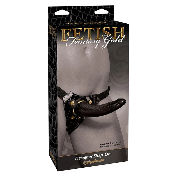 Fetish Fantasy Gold Designer Strap On - Dildo strap-on w zestawie z uprzężą