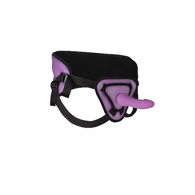 Ouch! Deluxe Silicone Strap On 8 Inch Purple - Dildo strap-on w zestawie z uprzężą Fioletowy