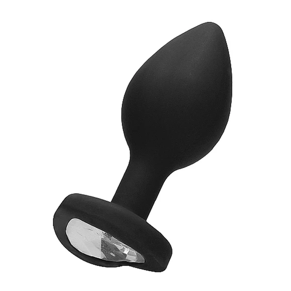 Ouch! Diamond Heart Butt Plug Large Black - Korek analny z diamentem Czarny