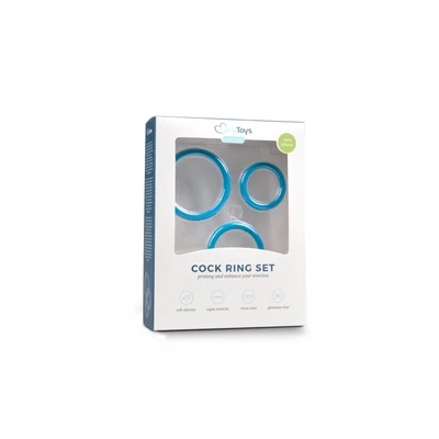 Easy Toys Cock Ring Set Blue - Zestaw elastycznych pierścieni erekcyjnych Niebieski