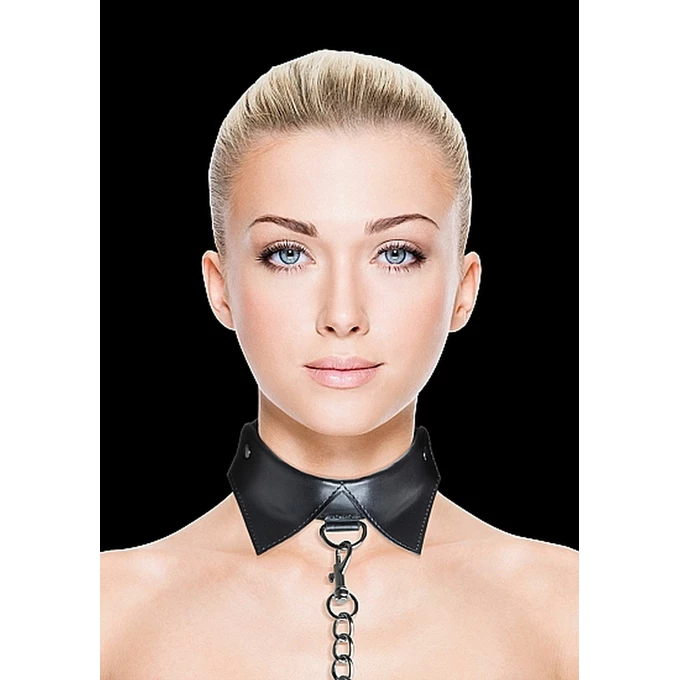 Ouch! Exclusive Collar &amp; Leash Black - Obroża ze smyczą