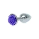 Boss Series Jewellery Silver Plug Rose Purple  - Anální kolík s dekorativní květinou Fialový