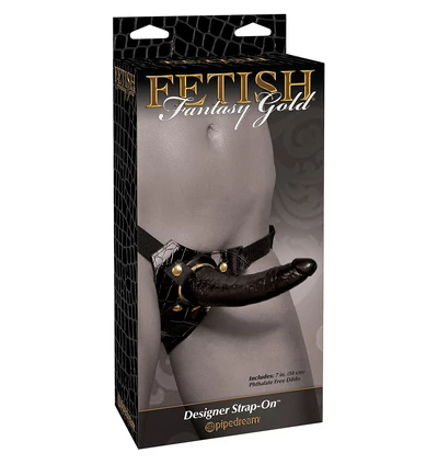 Fetish Fantasy Gold Designer Strap On - Dildo strap-on w zestawie z uprzężą