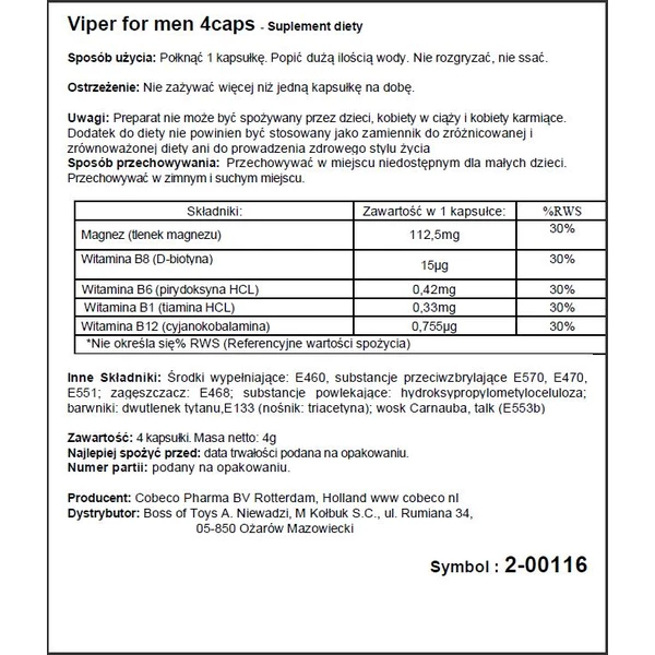 Cobeco Viper (4 Caps) - Tabletki na erekcję