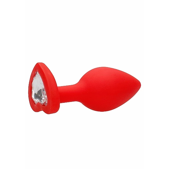 Ouch! Diamond Heart Butt Plug Large Red - Korek analny z diamentem Czerwony