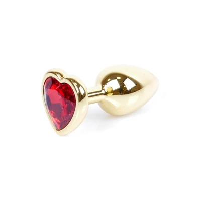 Boss Series Jewellery Gold Heart Red - Korek analny z diamentem Czerwony