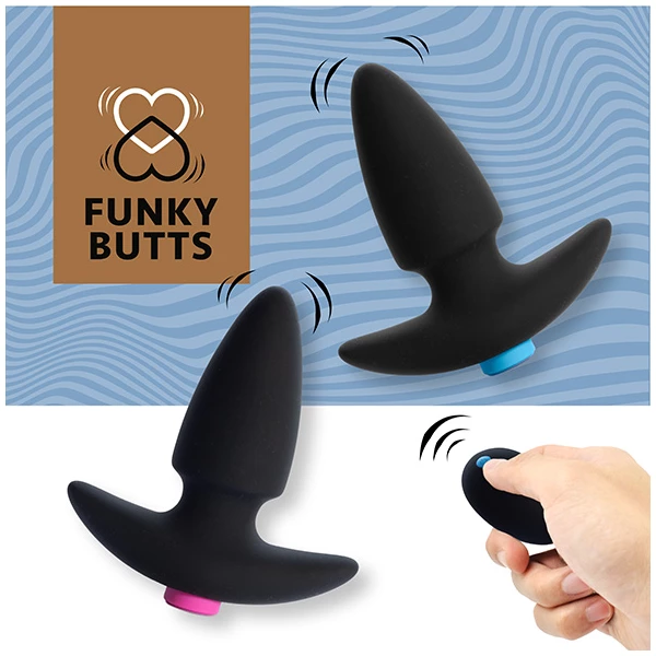 FeelzToys Funkybutts Remote Controlled Butt Plug - Zestaw wibrujących korków analnych na pilota