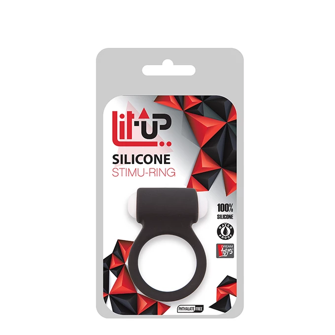 Lit Up Silicone Stimu Ring 3 Black - Wibrujący pierścień erekcyjny Czarny