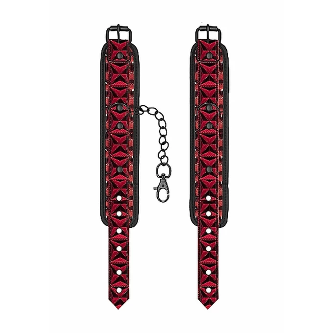 Ouch! Luxury Hand Cuffs Burgundy - Kajdanki na nadgarstki