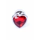Boss Series Jewellery Silver Heart Red  - Červený anální kolík s diamantem