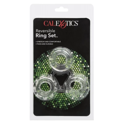 CalExotics Reversible Ring Set Clear - Zestaw elastycznych pierścieni erekcyjnych