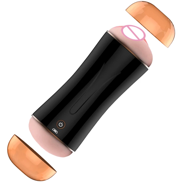 Boss Series Vibrating Masturbation Cup IE - Wibrujący masturbator z dwoma otworami