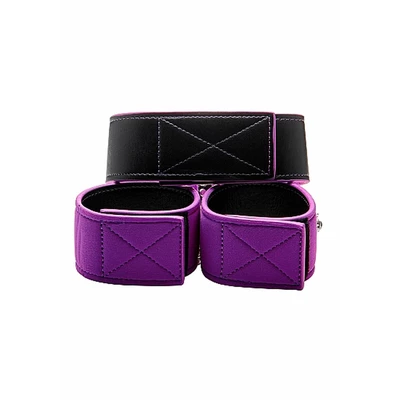Ouch! Reversible Collar Wrist Ankle Cuffs Purple - System do krępowania Fioletowy