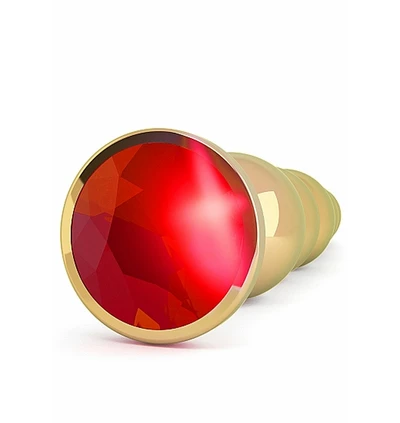 Rich R5 Gold Plug 4,9 Inch Red Sapphire - Korek analny z diamentem Czerwony