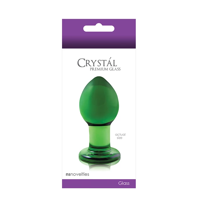 NS Novelties crystal medium green - Szklany korek analny, Zielony