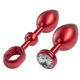 Malesation aluplug with handle &amp; crystal large, red - Anální kolík se otočnou rukojetí a ozdobou, červený
