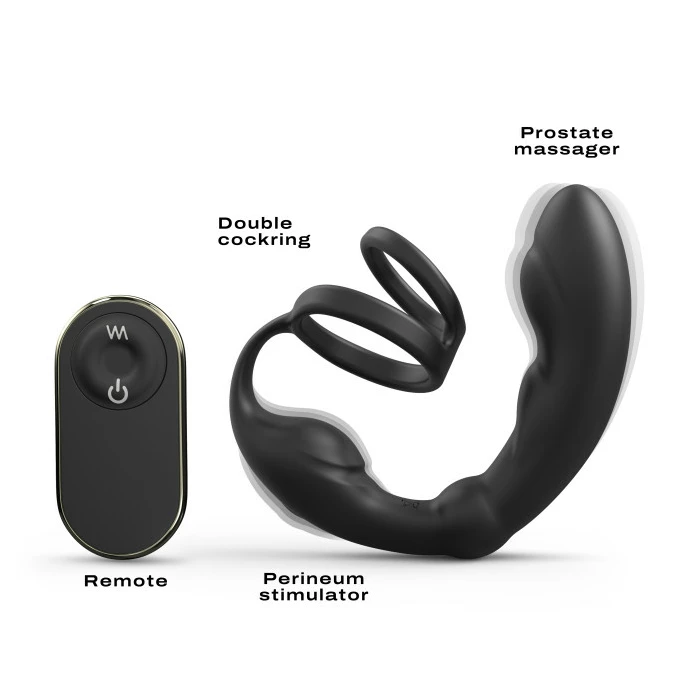 Marc Dorcel PRing - Dvojitý erekční kroužek s masážním přístrojem prostaty