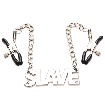 Master Series enslaved slave nipple clamps with chain - Klipsy na sutki &quot;Slave&quot;