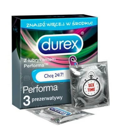 Durex Performa &quot;chcę&quot; 3 szt - prezerwatywy ze środkiem wydłużającym stosunek