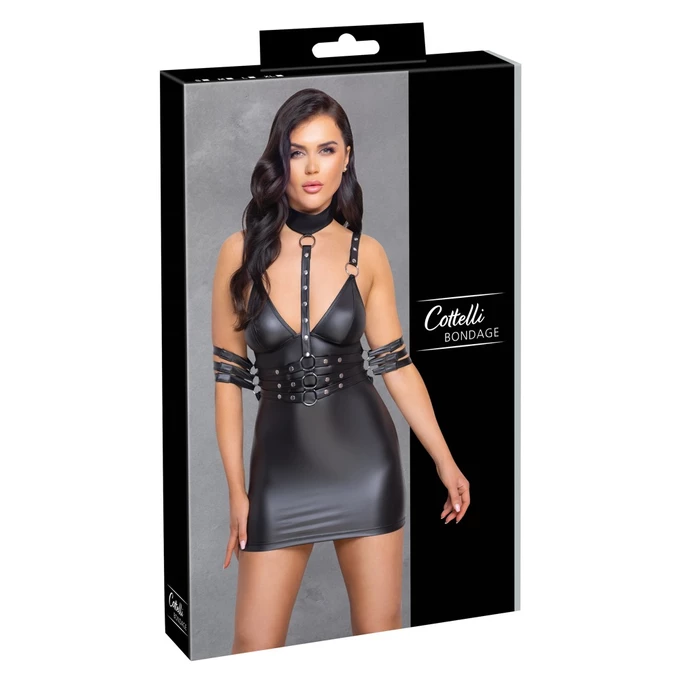 Cotelli dress bondage - Sukienka z obrożą i kajdankami, Czarny