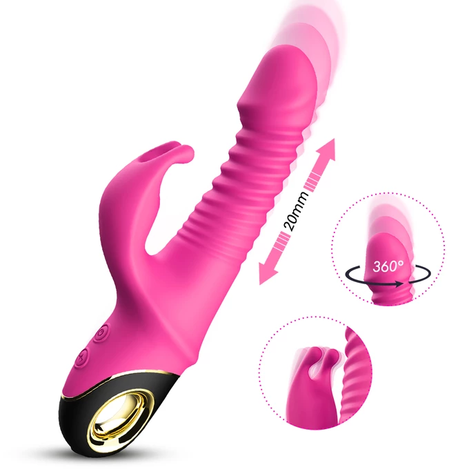 Boss Series Zing Pink - Wibrator króliczek z ruchem pulsacyjnym i obrotowym Różowy