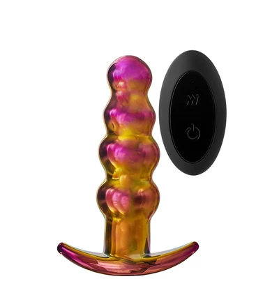 Dream Toys glamour glass remote vibe beaded plug - Wibrujący korek analny z pilotem