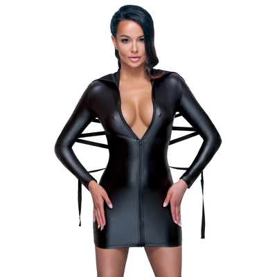 Cotelli dress black - Sukienka BDSM z wiązaniami do krępowania, Czarny