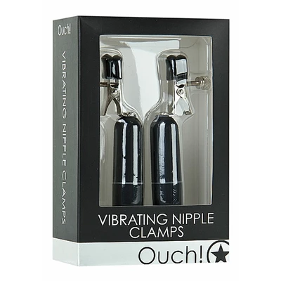 Ouch! Vibrating Nipple Clamps Black - Wibrujące zaciski na sutki