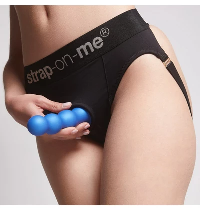Strap-on-me dildo plug balls metallic blue - Dildo z przyssawką strap on S, Niebieski