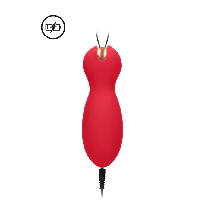 Elegance dual vibrating toy - purity - red - Wibrator łechtaczkowy i kulki gejszy (2w1), Czerwony