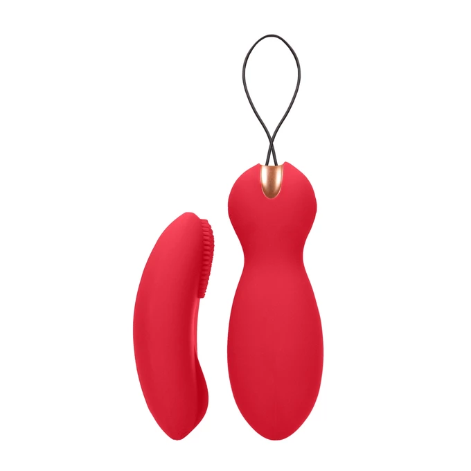 Elegance dual vibrating toy - purity - red - Wibrator łechtaczkowy i kulki gejszy (2w1), Czerwony