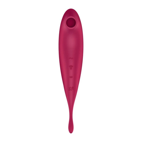 Satisfyer twirling pro connect app dark red - Wibrator punktowy z opcją stymulacji sonicznej, Czerwony