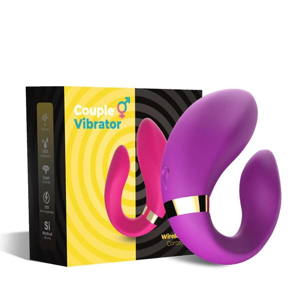 Boss Series Joy Crescent Purple - Wibrator dla par z pilotem, Fioletowy