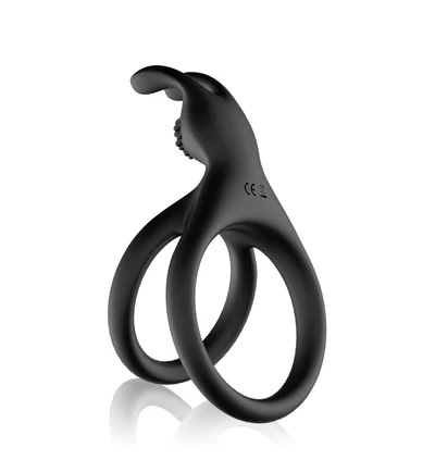 Boss Series tensy black - Elastyczny pierścień erekcyjny z wypustką na łechtaczkę