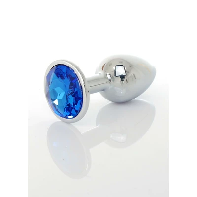 Boss Series Jawellery Blue - Korek analny z ozdobnym kamieniem, Niebieski