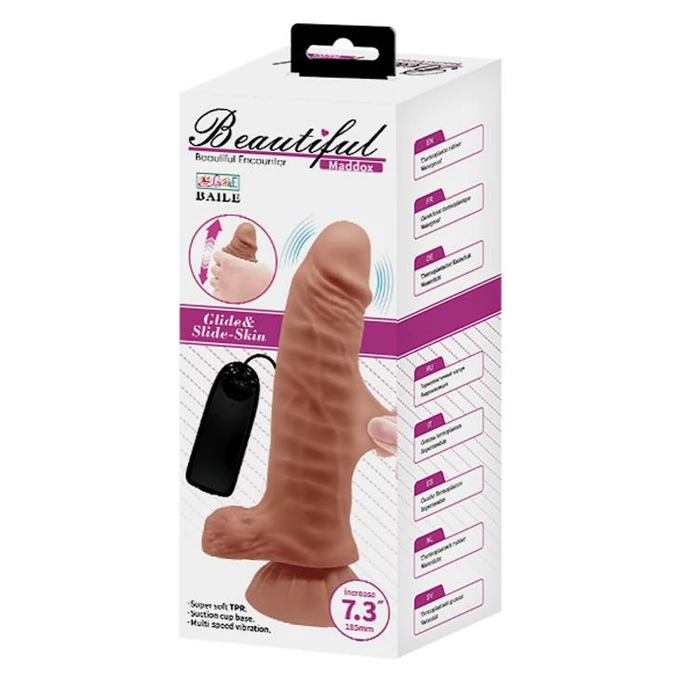 Baile Beautiful Maddox 7 3' Vibration Suction Base - Wibrujące dildo z pilotem na przyssawce