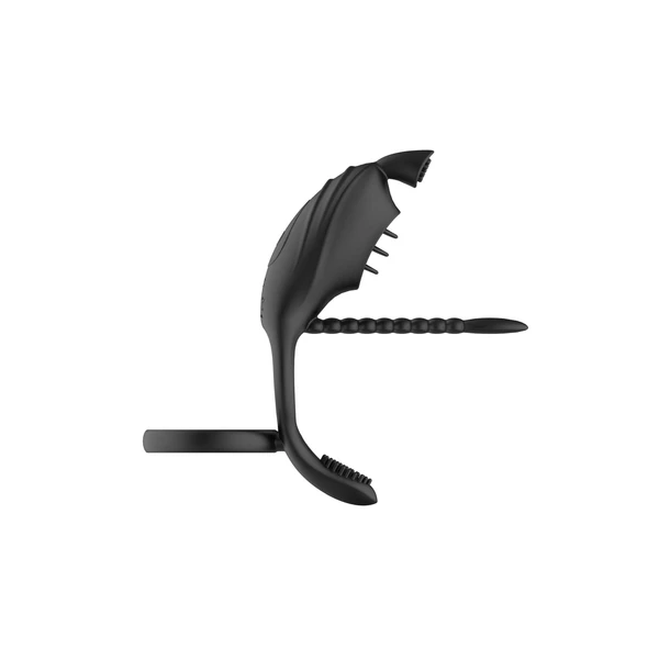 Boss Series Cute Viration Penis Ring - Wibrujący pierścień erekcyjny z sondą do cewki moczowej