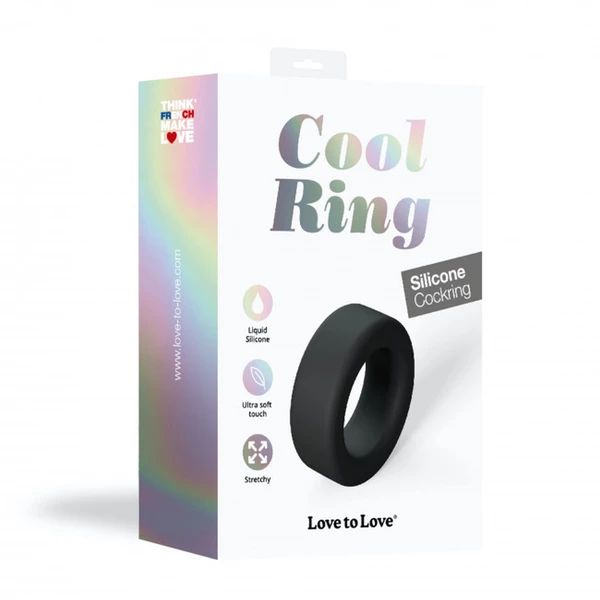 Love to Love cool ring black onyx - Elastyczny pierścień erekcyjny, czarny