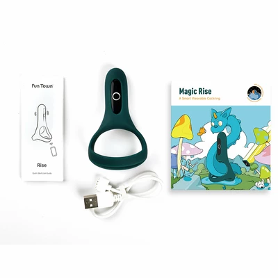 Magic Motion rise smart wearable cockring green - Wibrujący pierścień erekcyjny sterowany aplikacją, Zielony