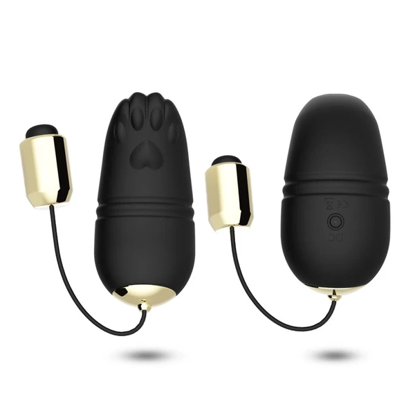 Boss Series Joy Kitty Black - Wibrująca kulka z pilotem, Czarny