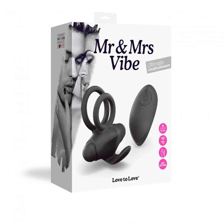 Love to Love mr &amp; mrs vibe black onyx - Wibrujący pierścień erekcyjny na pilota