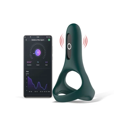 Magic Motion rise smart wearable cockring green - Wibrujący pierścień erekcyjny sterowany aplikacją, Zielony