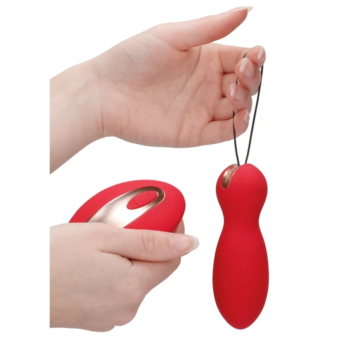 Elegance dual vibrating toy - purity - red - Wibrator łechtaczkowy i kulki gejszy (2w1), Czerwony