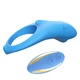 Boss Series shark light blue (with remote) - Vibrační erekční kroužek s dálkovým ovládáním, modrý
