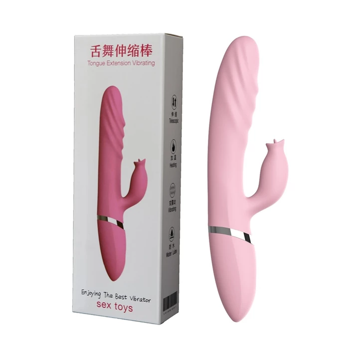 Boss Series tongue extension vibrating, usb - heating - Wibrator króliczek z podgrzewaniem i języczkiem