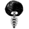 Alive Metal Anal Fluffly Twist Plug M Black - Korek analny z pomponem